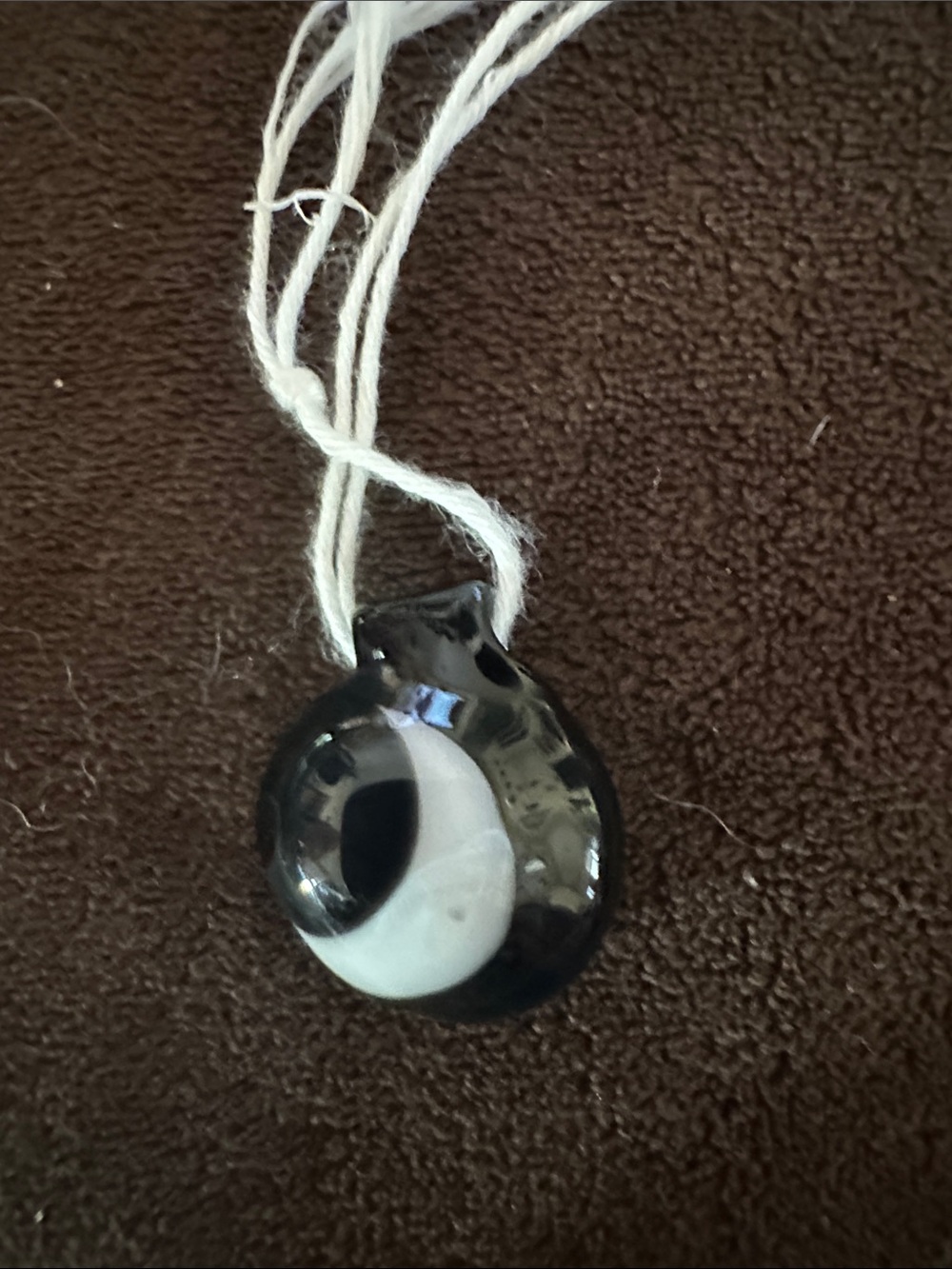 Black and White Glass crescent moon Pendant appropriately 1/2” x 1”